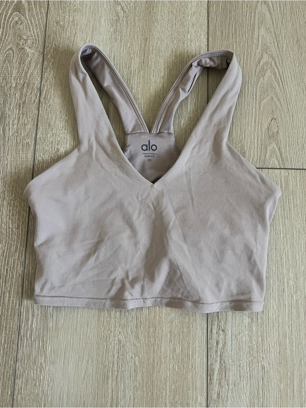 Alo Women’s Airbrush Real Sports Bra Crop Tank aTop in Beige XS